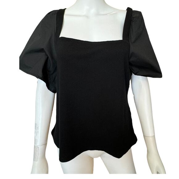 New ~  1.STATE  ~ Winter Luxe PUFF SLEEVE  Square Neck Top XXL - Picture 2 of 7